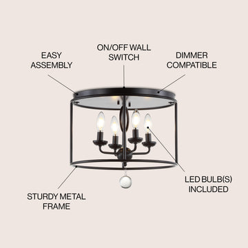 Alma 16" Metal LED Flush Mount - JONATHAN Y
